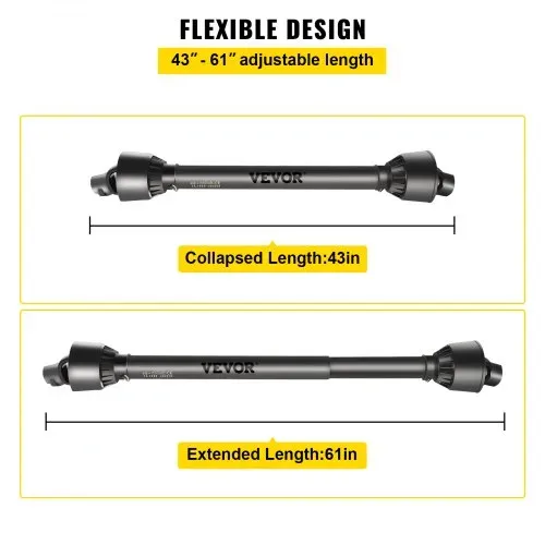 VEVOR Zapfwelle T4 Gelenkwelle, Antriebswelle, 34,9 mm großen 6-Keil-Ende für den Traktor, ausziehbar von 1100 bis 1550 mm, Ideal für Rasenmäher, Freischneider, Bodenfräsen, Düngerstreuer – Bild 3