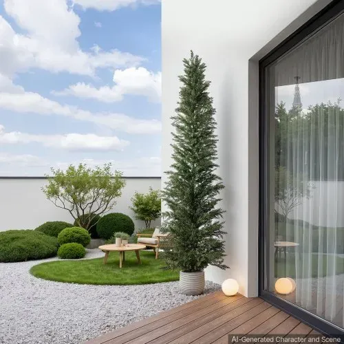 VEVOR Künstliche Pflanze 2 Stk. Künstliche Zypressen mit PP-Topf 2438mm, Dekopflanze für Balkon Büro Veranda Terrase Garten, UV-Beständig, Immergrüner Kunstbaum aus PE, Naturgetreu, Indoor & Outdoor – Bild 7