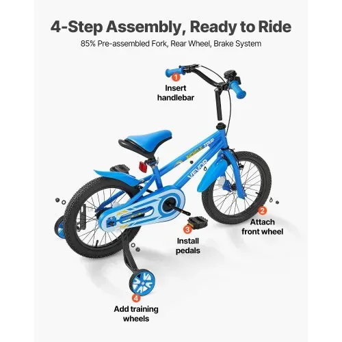 VEVOR Kinderfahrrad, 14 Zoll BMX-Stil-Fahrrad, empfohlene Kindergröße 95-116 cm, Stützräder inklusive, 4-8 Jahren Kinder, Kleinkinderfahrrad für Jungen und Mädchen zum Fahrradlernen, blau – Bild 5