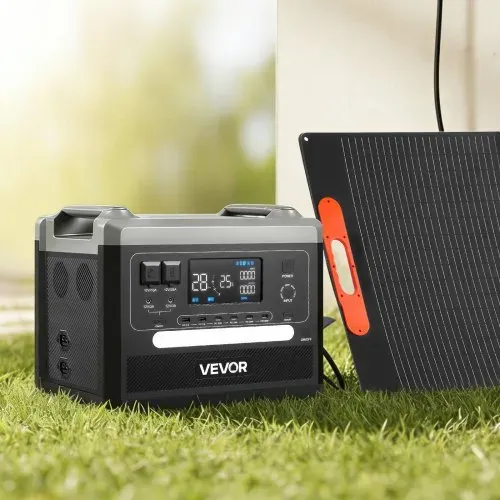 VEVOR Tragbare Powerstation, 2400-W-Solargenerator mit Faltbarem 200-W-Solarpanel, Erweiterbarem 2160-Wh-LiFePO4-Akku, 10 Ausgängen & Einstellbarer Eingangsleistung für Zuhause, Camping & RV – Bild 7