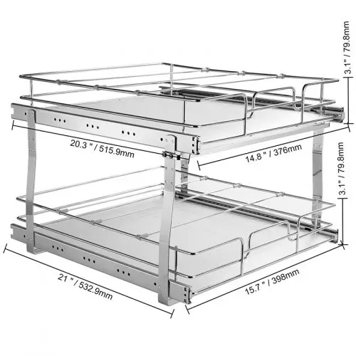 VEVOR ausziehbares Gewürzregal (539x399x81 mm) Spülschrankregal Küchenschrank, Schiebeschublade Waschbecken Gewürzregal Schrank Organizer Unterschrankregal 461x569x483 mm (Installationsgröße) – Bild 6