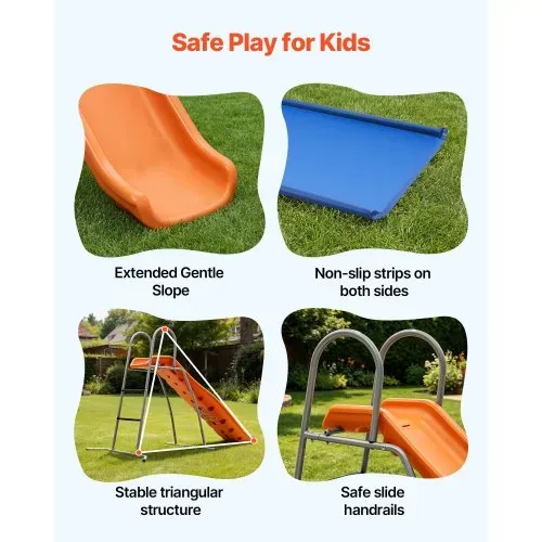 VEVOR Wasserrutsche Freistehend 165 cm Gartenrutsche für Kinder, Poolrutsche mit Integriertem, Verstellbarem Sprinkler, Kletterleiter und Bodenschutzmatte, Kinderrutsche aus Metall und Kunststoff – Bild 4