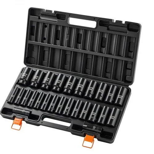 VEVOR Schlagschrauber Nüsse Set, 1/2 Zoll 26-tlg., Sechskant-Steckschlüssel, Metrisch 10–30 mm, 32–36 mm, Schlagnuss-Set mit Koffer, aus Chrom-Vanadium-Legierungsstahl, für Fahrzeugreparaturen – Bild 8