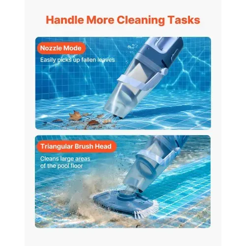 VEVOR Akku-Poolsauger Handpoolsauger Bodensauger Unterwassersauger 100L/min, Poolreiniger für Aufstellpools 60 Minuten Laufzeit Starke Saugkraft für Blätter & Schmutz mit Verlängerungsstange – Bild 2