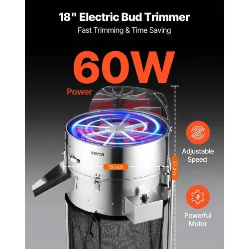 VEVOR Elektrische Erntemaschine, 465 mm Knospenschneider mit Edelstahlklingen & einstellbarer Geschwindigkeit, Hydrokultur-Schneidemaschine mit Auffangbeutel, Handschere, für Blätter & Knospen VEVOR Elektrische Erntemaschine, 465 mm Knospenschneider mit Edelstahlklingen & einstellbarer Geschwindigkeit, Hydrokultur-Schneidemaschine mit Auffangbeutel, Handschere, für Blätter & Knospen