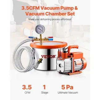 VEVOR 5,68 L Vakuumkammer und 3,5 CFM Pumpe, Edelstahlkammer, 1-stufiges Vakuumpumpen-Entgasungskammerset, mit Acryldeckel, Öl, 1,5 m Schlauch, Vacuum Pump Kit zum Entgasen von Harz-Silikon-Epoxiden VEVOR 5,68 L Vakuumkammer und 3,5 CFM Pumpe, Edelstahlkammer, 1-stufiges Vakuumpumpen-Entgasungskammerset, mit Acryldeckel, Öl, 1,5 m Schlauch, Vacuum Pump Kit zum Entgasen von Harz-Silikon-Epoxiden