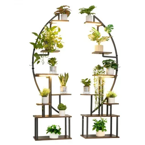 VEVOR Pflanzenständer mit Wachstumslichtern 2er Pack, 7-stufiger Blumenständer, Blumentreppe, Pflanzentreppe, 3 Timer- & 10 Helligkeitsstufen, Blumenregal für das Wohnzimmer, 550x260x1665mm – Bild 10