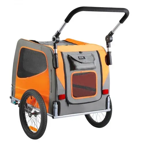 VEVOR Hunde-Fahrradanhänger, trägt bis zu 30 kg, 2-in-1-Fahrradträger für Haustier-Kinderwagen, einfach zusammenklappbarer Wagenrahmen mit Schnellspannrädern, universeller Fahrradkupplung, Reflektoren – Bild 8