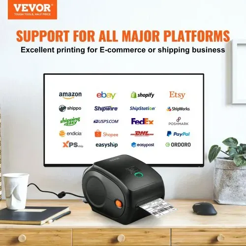 VEVOR Thermo-Etikettendrucker 300DPI Edikettendruckgerät Labeldrucker 3600 Etiketten pro Stunde Versandetiketten Drucker Bluetooth/USB Automatische Etikettenerkennung Windows Mac OS Linux Chromebook VEVOR Thermo-Etikettendrucker 300DPI Edikettendruckgerät Labeldrucker 3600 Etiketten pro Stunde Versandetiketten Drucker Bluetooth/USB Automatische Etikettenerkennung Windows Mac OS Linux Chromebook