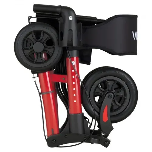VEVOR Rollator 3-Fach Faltbar mit Sitz, Leichter Gehwagen mit 4 Reifen, Gehhilfe bis 136 kg mit Rückenlehne Tasche Gehstockhalter, Höheverstellbare Laufhilfe mit Feststellfunktion für Senioren, Rot – Bild 9