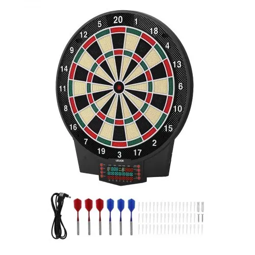 VEVOR Elektronische Dartscheibe, 393 mm E-Dartsboard mit 43 Spielen & über 320 Variationen für bis zu 8 Spieler, 6 Darts mit Flights & 50 Ersatz-Dartspitzen, Farb-LCD-Punkteanzeige – Bild 8