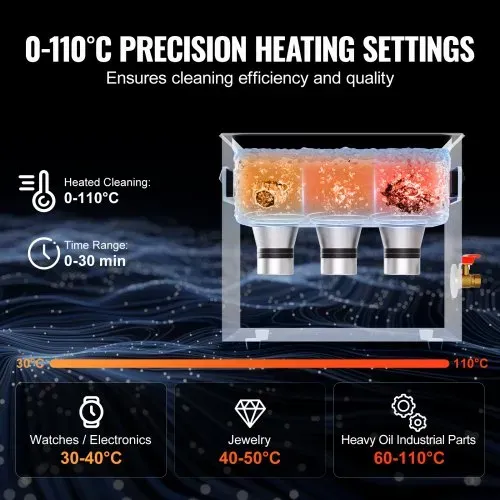 VEVOR Ultraschallreiniger mit Heiztimer & Korb 6 L professionelle digitale Schallkavitationsmaschine, 180 W Reinigungsmaschine für Uhreninstrumente Brillen Münzen Metallteile Werkzeuge – Bild 3