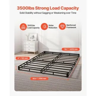 VEVOR Boxspringbettgestell (Queen-Size) mit Waschbarem Stoffbezug, Metallrahmen (2010 x 1510 x 102 mm) für Queensize-Betten, 102 mm Matratzenauflage, Max. Belastbarkeit 1587,57 kg, Matratzenfundament VEVOR Boxspringbettgestell (Queen-Size) mit Waschbarem Stoffbezug, Metallrahmen (2010 x 1510 x 102 mm) für Queensize-Betten, 102 mm Matratzenauflage, Max. Belastbarkeit 1587,57 kg, Matratzenfundament