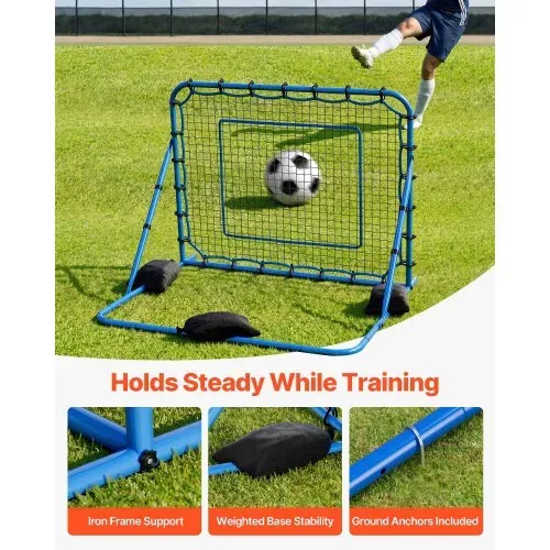 VEVOR Fußball Rebounder 147 x 117 cm, Rückprallnetz mit Verstellbarem Winkel & Robustem Eisenrahmen, PE-Trainingsnetz für Ballkontrolle & Passtraining, Balltrainingsgerät für Jugendliche & Erwachsene – Bild 4
