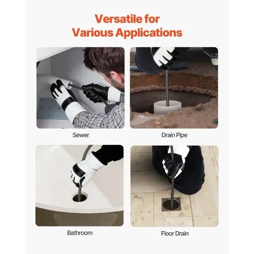 VEVOR Rohrreinigungsmaschine 22 m x 13 mm, Rohrreinigungsgerät mit Automatischem Vorschub, 4 Schneidwerkzeugen & Pneumatischem Fußschalter, Rohrreiniger für Rohrdurchmesser von 50 bis 150 mm – Bild 5