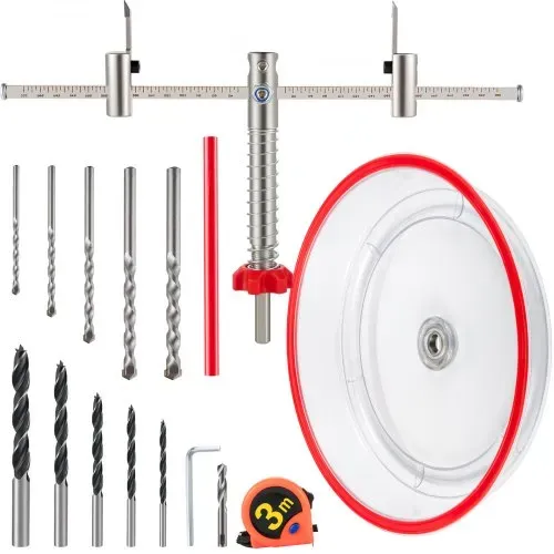 VEVOR Einstellbares Lochsägen-Set, 1-5/8 Zoll bis 11-13/16 Zoll (40-300mm), Einbau-Lochsäge mit PC-Staubschutz, Zwei austauschbare Zentrierbohrer, für Einbauleuchten, Deckenlautsprecher, V. Entlöcher – Bild 8