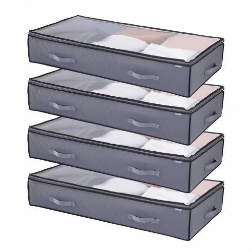 VEVOR Unterbettkommode Unterbettaufbewahrungstasche 4 Stk. (996 x 500 x 180 mm) Unterbettbehälter mit transparenten Deckeln (90 L), Aufbewahrungsbox Organizer für Kleidung Schuhe Schlafzimmer VEVOR Unterbettkommode Unterbettaufbewahrungstasche 4 Stk. (996 x 500 x 180 mm) Unterbettbehälter mit transparenten Deckeln (90 L), Aufbewahrungsbox Organizer für Kleidung Schuhe Schlafzimmer