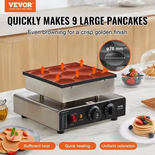 VEVOR Mini-Pfannkuchenmaker kommerzielle Dutch mini Pfannkuchen Maschine, 9 Stk., 76 mm Durchmesser, Dorayaki-Backmaschine, 850 W, Temperatur- und Zeitregelung, in Küchen, Cafés und Restaurants VEVOR Mini-Pfannkuchenmaker kommerzielle Dutch mini Pfannkuchen Maschine, 9 Stk., 76 mm Durchmesser, Dorayaki-Backmaschine, 850 W, Temperatur- und Zeitregelung, in Küchen, Cafés und Restaurants