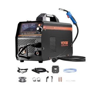 VEVOR MIG-Schweißgerät, 160 A Welder, synergetische MIG-Schweißmaschine, 4-in-1-Gas/MIG/MMA/Lift TIG-Mehrprozess-Schweißer mit IGBT-Wechselrichtertechnologie und LCD-Bildschirmanzeige VEVOR MIG-Schweißgerät, 160 A Welder, synergetische MIG-Schweißmaschine, 4-in-1-Gas/MIG/MMA/Lift TIG-Mehrprozess-Schweißer mit IGBT-Wechselrichtertechnologie und LCD-Bildschirmanzeige