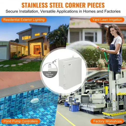 VEVOR Abzweigkasten 530 x 430 x 200 mm, Elektrogehäusekasten aus ABS-Kunststoff mit Scharnierdeckel, Edelstahlverschluss, IP67 staubdicht und wasserdicht für elektrische Projekte im Freien – Bild 5