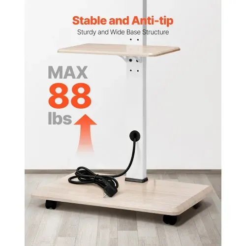VEVOR rollbarer TV-Ständer Fernsehständer für 812,8-1778 mm TVs bis zu 40 kg, 25° Links-Rechts-Drehung & höhenverstellbare TV-Halterung mit Ablage für Schlafzimmer Wohnzimmer (max. 600 x 400 mm) – Bild 3
