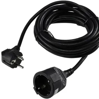 Schutzkontakt-Verlängerung, 5m, schwarz H05VV-F3G 1,5mm² 16A/250V Schutzkontakt-Verlängerung, 5m, schwarz H05VV-F3G 1,5mm² 16A/250V
