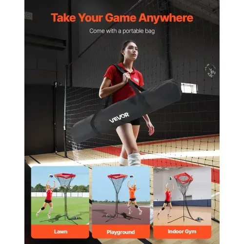 VEVOR Volleyball Trainernetz Trainingsgerät, winkel- und höhenverstellbarer Volleyballtrainer, tragbares Übungsnetz mit Stahlbasis, Tragetasche, Zielnetz zum Aufschlagen und Schmettern – Bild 5