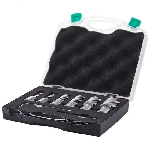 VEVOR Kronenbohrer-Set Metall 6 tlg. 1/2, 9/16, 11/16, 13/16, 15/16, 1-1/16 Zoll Kernbohrer-Satz 25,4 mm Schnitttiefe Ringschneider-Set, aus M2AL-Schnellarbeitsstahl Zubehör für Magnetbohrmaschinen – Bild 9