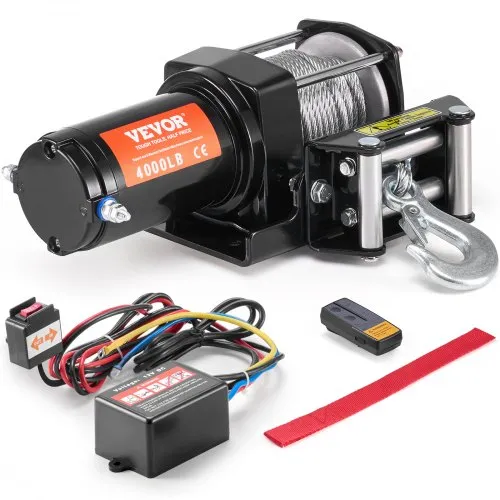 VEVOR Elektrische Seilwinde, 4000 lb Seilzugkapazität, 12 V DC ATV/UTV-Winde mit Φ3/16 Zoll x 39 Fuß 7-Strang-Stahlkabel-Rollenführung, kabellose und kabelgebundene Fernbedienung, IP55 wasserdicht zum Abschleppen von UTV ATV VEVOR Elektrische Seilwinde, 4000 lb Seilzugkapazität, 12 V DC ATV/UTV-Winde mit Φ3/16 Zoll x 39 Fuß 7-Strang-Stahlkabel-Rollenführung, kabellose und kabelgebundene Fernbedienung, IP55 wasserdicht zum Abschleppen von UTV ATV