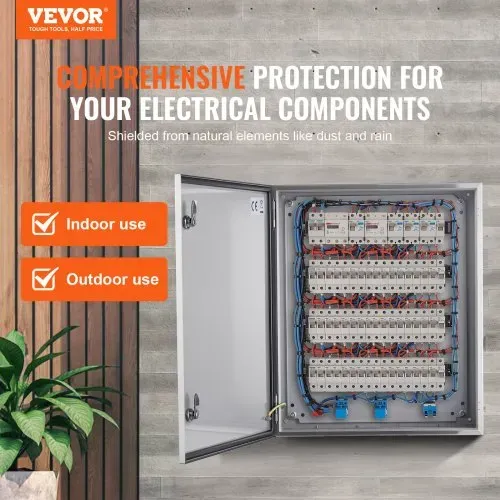 VEVOR Schaltschrank Elektroverteilerkasten, 600x500x200 mm, Edelstahl 304, Wandmontage, für elektrische und elektronische Außengeräte, Montageplatte, Scharniere, Schloss, Schutzart IP66 VEVOR Schaltschrank Elektroverteilerkasten, 600x500x200 mm, Edelstahl 304, Wandmontage, für elektrische und elektronische Außengeräte, Montageplatte, Scharniere, Schloss, Schutzart IP66