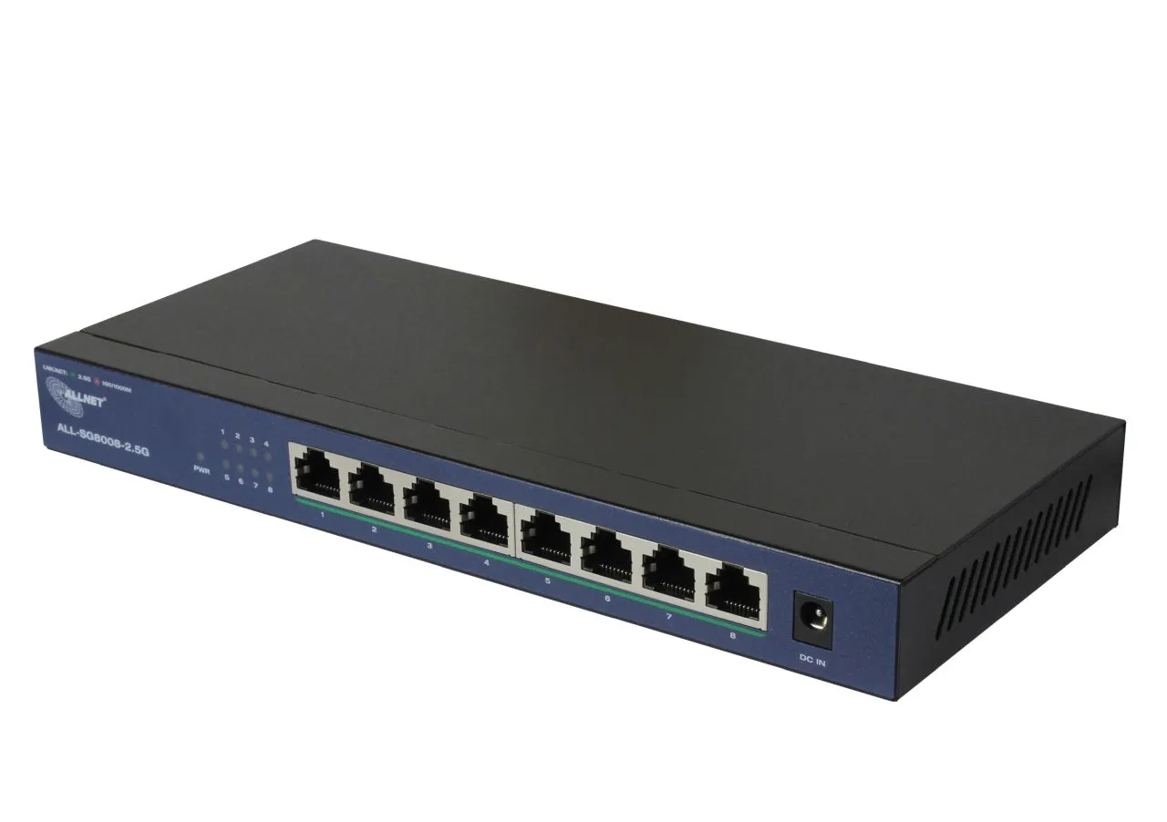 ALLNET Switch unmanaged Layer2 8 Port • 8x 2.5GbE • Lüfterlos • ALL-SG8008-2.5G ALLNET Switch unmanaged Layer2 8 Port • 8x 2.5GbE • Lüfterlos • ALL-SG8008-2.5G