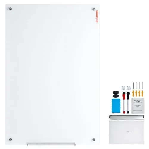 VEVOR Magnetisches Glas-Whiteboard, Wandtafel Trocken Abwischbare Tafel 120 x 80 cm, Wandmontiertes Weißes Glasboard ohne Rahmen, mit Stiftablage, einem Radiergummi& 2 Stiften, Magnettafel Weiß – Bild 7