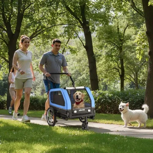 VEVOR Hundeanhänger, bis zu 40 kg, 2-in-1-Fahrradanhänger für kleine und große Hunde, klappbarer Rahmen mit Rädern, universelle Fahrradkupplung, inkl. Flagge, interne Leine, 1380x755x800 mm – Bild 7