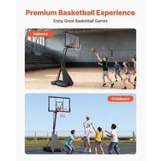 VEVOR tragbarer Basketballständer, max. 3,05 m höhenverstellbarer (manuell) Basketballkorb, Basketballanlage mit 130 cm PC-Rückwand, Basketballkorsystem Backboard-Set für Terrassen Schulen VEVOR tragbarer Basketballständer, max. 3,05 m höhenverstellbarer (manuell) Basketballkorb, Basketballanlage mit 130 cm PC-Rückwand, Basketballkorsystem Backboard-Set für Terrassen Schulen