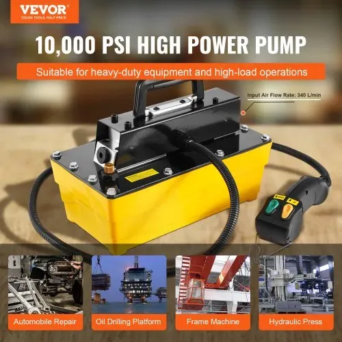 VEVOR 10.000 PSI Lufthydraulikpumpe, 2,3 L Behälter, NPT 3/8 Zoll Auslass, NPT 1/4 Zoll Einlass, Kunststoff-Lufthydraulikpumpe mit Fernbedienung, für Automobilrahmenmaschinen & Hydraulikpressen VEVOR 10.000 PSI Lufthydraulikpumpe, 2,3 L Behälter, NPT 3/8 Zoll Auslass, NPT 1/4 Zoll Einlass, Kunststoff-Lufthydraulikpumpe mit Fernbedienung, für Automobilrahmenmaschinen & Hydraulikpressen