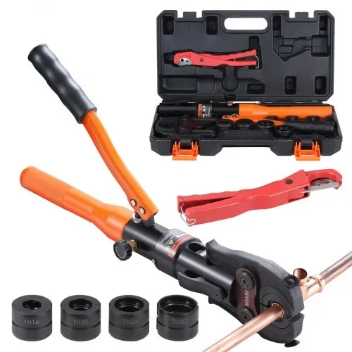 VEVOR Hydraulisches Rohr-Crimpwerkzeug für Kupferrohrverbindungen, Presszange mit TH16, TH20, TH26, TH32 Schnellwechselbacken, 360° drehbares Pressset für T-Verbindungsstücke auf engstem Raum, hydraulisch angetrieben – Bild 10