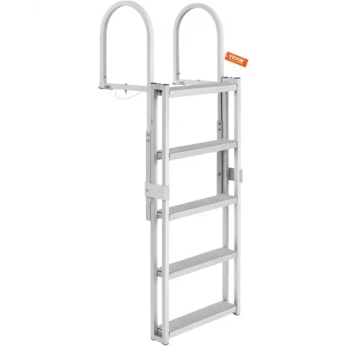 VEVOR Dockleiter 5 einziehbare Stufen 159kg Tragkraft Pontonbootleiter aus Aluminiumlegierung mit 1700-2005mm einstellbarer Höhe 10cm breite Stufe zum Einsteigen in Schiffe/See/Pool/Marine – Bild 8