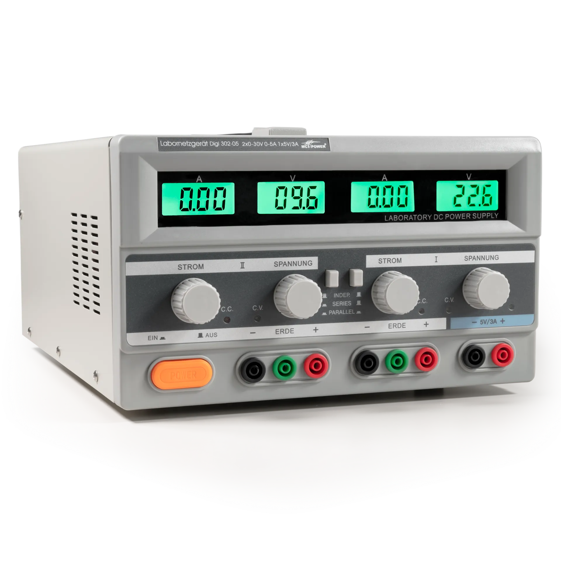 Labornetzgerät McPower “Digi 302-05“, 2x 0-30V, 0-5A, 1x 5V/3A Labornetzgerät McPower “Digi 302-05“, 2x 0-30V, 0-5A, 1x 5V/3A