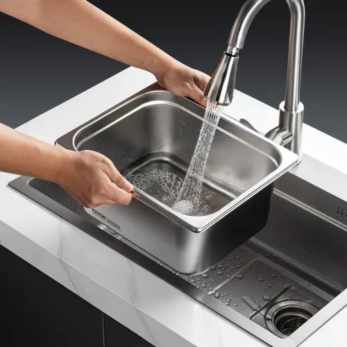VEVOR 1/2-Größe 1/2 Gastronormbehälter, Edelstahl Behälter 6 Stk. 325 x 266 x 148 mm Speisebehälter, kommerzieller Dampfpfanne Warmhaltebehälter, Hotelpfanne Tisch Food Pan Buffet – Bild 7