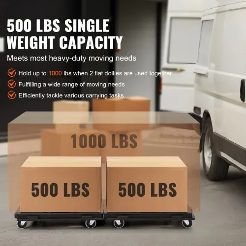 VEVOR Möbelwagen, Möbelwagen, 4 Räder, tragbare bewegliche Rollen, robust, ineinandergreifend, klein, flach, für schwere Möbel, 2 Stück, 40,6 x 27,9 cm, 227,8 kg Kapazität, schwarz – Bild 5