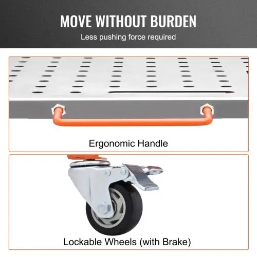 VEVOR Mobiler Schweißtisch 91,4x45,7cm Schweißwerkbank 544kg Tragfähigkeit Lochtisch 94 Löcher (φ 1,6cm) Werkbank Kohlenstoffstahl Arbeitstisch Schweißwagen mit Rädern 4 Werkzeugschlitzen – Bild 3