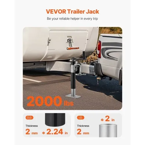 VEVOR Anhängerheber, 907 kg dynamische Tragkraft, robuste, schwenkbare Ausdrehstütze, 265-515 mm Abstellstütze mit Griff für Wohnwagenanhänger, Pferdeanhänger, Nutzanhänger und Yachtanhänger VEVOR Anhängerheber, 907 kg dynamische Tragkraft, robuste, schwenkbare Ausdrehstütze, 265-515 mm Abstellstütze mit Griff für Wohnwagenanhänger, Pferdeanhänger, Nutzanhänger und Yachtanhänger