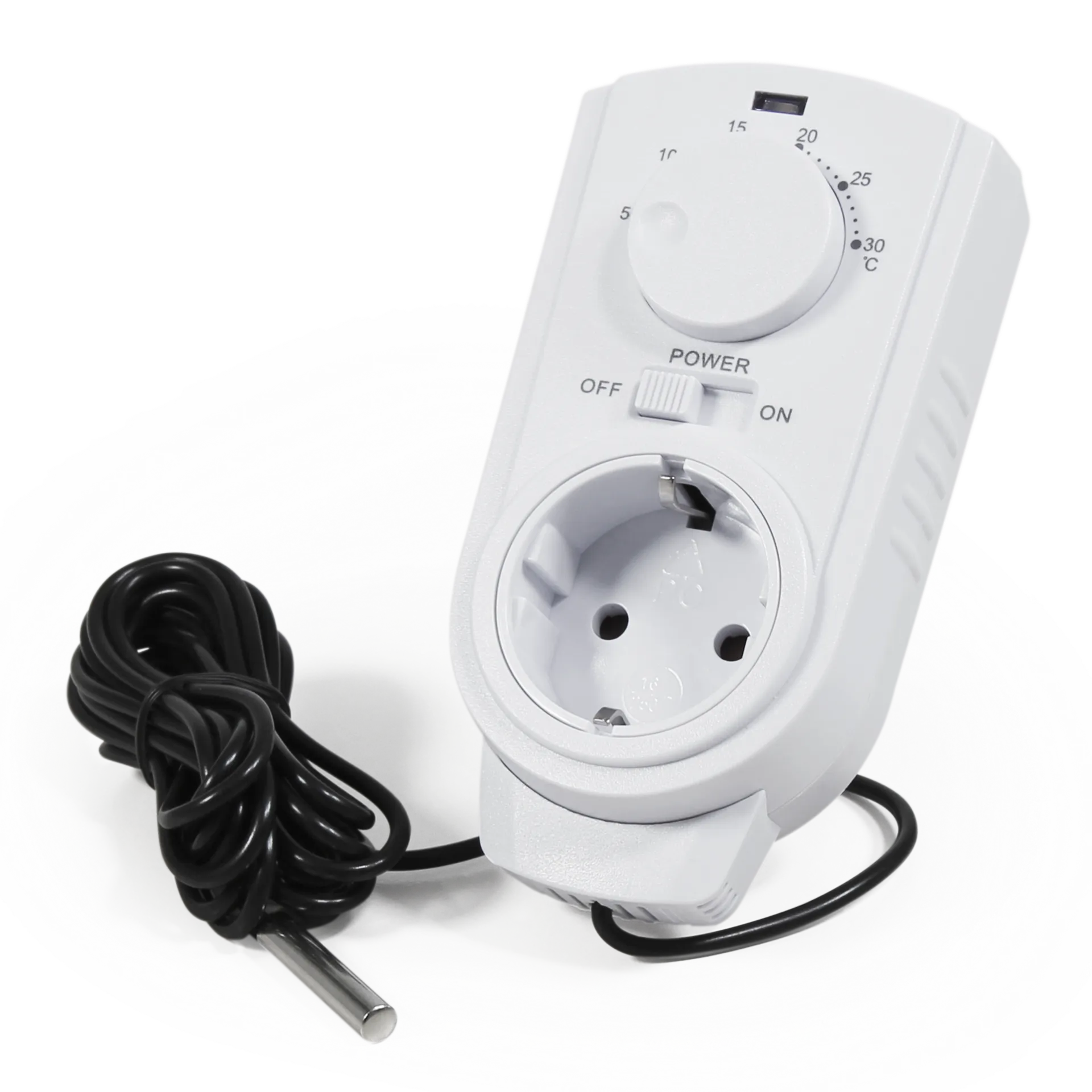 Steckdosen-Thermostat McPower “TCU-440“ 5-30°C, 3500W, 230V, Kabel + Außenfühler Steckdosen-Thermostat McPower “TCU-440“ 5-30°C, 3500W, 230V, Kabel + Außenfühler