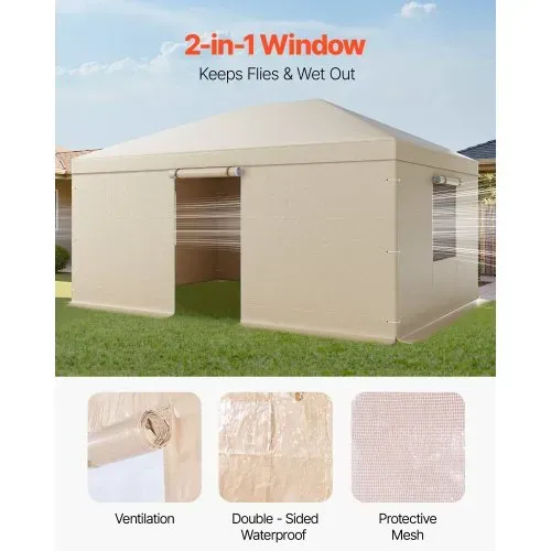 VEVOR Winterabdeckung, passend für 3,68x4,9 m große Pavillons, Ersatzabdeckung mit Seitenwänden & Netzfenstern, PE-Material, Lagerschutzabdeckungen, Pavillons nicht im Lieferumfang enthalten – Bild 4
