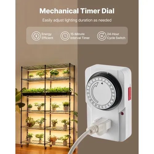 VEVOR Pflanzenregal mit Wachstumslicht, 6-stufiger doppelreihiger Pflanzenständer für Zimmerpflanzen mit Rädern & Timer, 200-W-Vollspektrum-Lichter, Blumenregal für Samenanzucht, 120x35x180cm – Bild 3