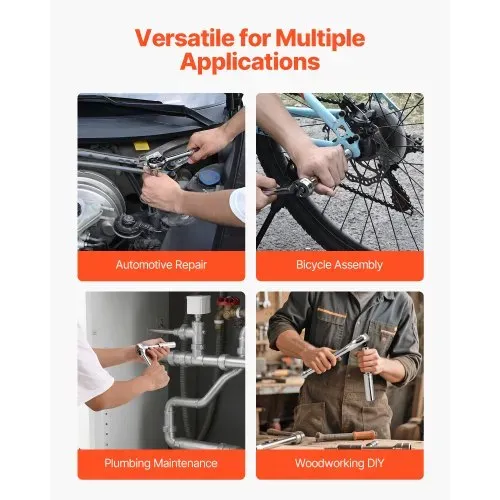 VEVOR Steckschlüsselsatz 44-tlg. 9,5 mm Antrieb, Steckschlüssel- und Ratschensatz, SAE und metrisch, tief und flach, mit Zubehör Aufbewahrungskoffer, CR-V-Legierungsstahl, für Autoreparatur – Bild 5