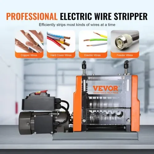 VEVOR Kabelabisoliermaschine Elektrisch φ1,5-25mm Kabelschälmaschine 60W Abisoliermaschine 7 Abisolierkanäle Abisolierzange 65-Mn-Federstahl Klinge Ideal zum Abisolieren von Kupferdraht