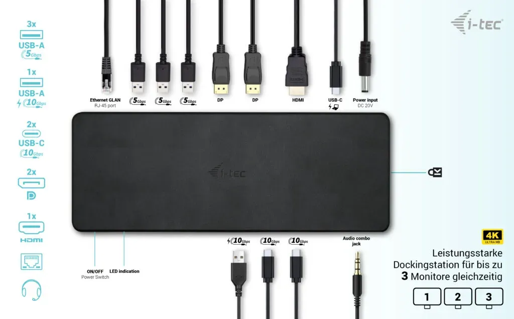 i-tec USB-C Triple Display Docking Station Gen 2 Pro + Power Delivery 100W – Bild 5
