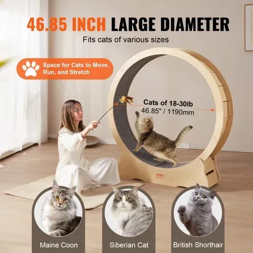 VEVOR Katzenlaufrad 1320x340x1415mm Laufrad Katzen aus Birken-& Pappelsperrholz Katzenrad Geräuscharm Abnehmbare Innenmatte Cat Wheel Geeignet für Katzen mit einem Gewicht von 8kg bis 14kg – Bild 3