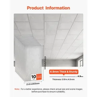 VEVOR 10 Stk. Deckenpaneele Deckenplatten PVC-Schaumplatte 605x1210mm Weiß, Marmormuster, Stoßfest, Brandschutz, Zuschneidbar, Für Abgehängte Decke Geeignet, Moderne Innendekoration für Wohnraum Büro VEVOR 10 Stk. Deckenpaneele Deckenplatten PVC-Schaumplatte 605x1210mm Weiß, Marmormuster, Stoßfest, Brandschutz, Zuschneidbar, Für Abgehängte Decke Geeignet, Moderne Innendekoration für Wohnraum Büro
